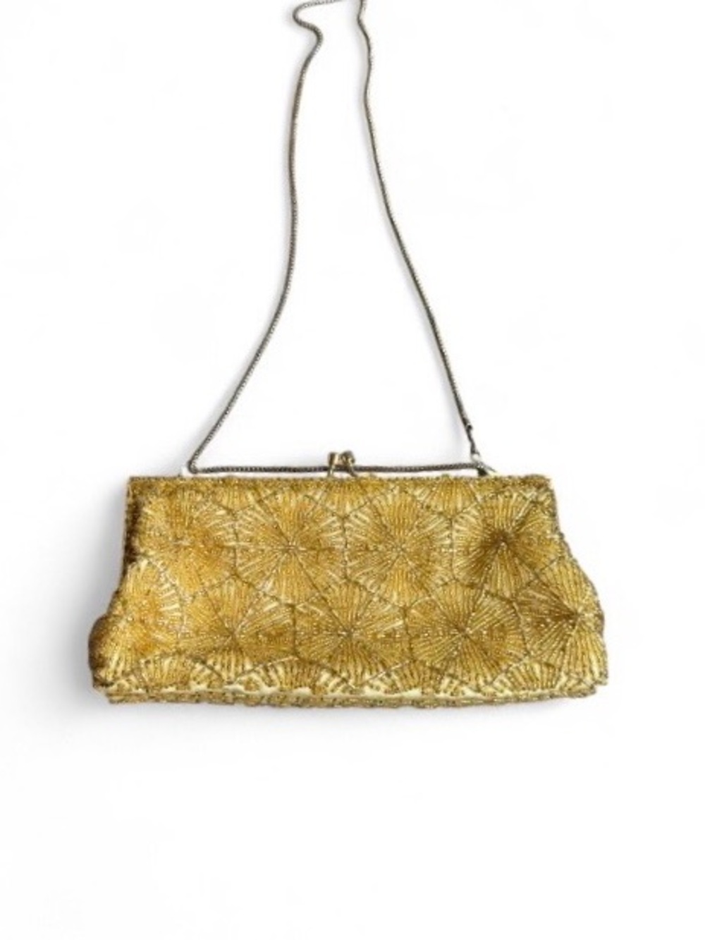 Vintage Magid Gold Beaded Evening Bag Handmade Hong Kong